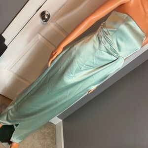 BNWT STRAPLESS AQUA GREEN ITALLIAN SILKY DRESS